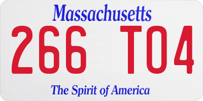MA license plate 266TO4