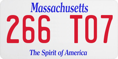 MA license plate 266TO7