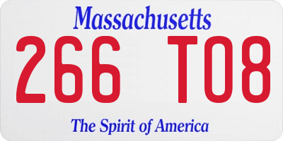 MA license plate 266TO8
