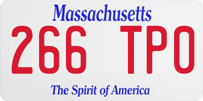 MA license plate 266TP0