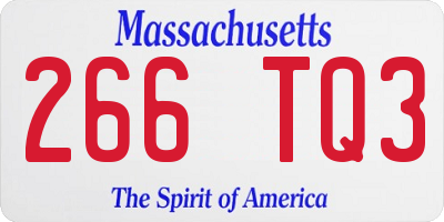 MA license plate 266TQ3