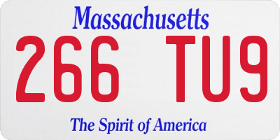 MA license plate 266TU9