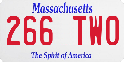 MA license plate 266TW0