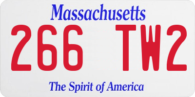 MA license plate 266TW2
