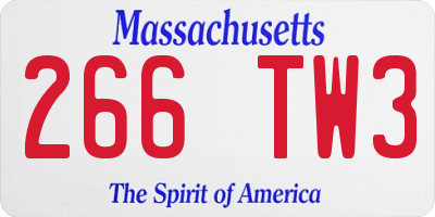 MA license plate 266TW3