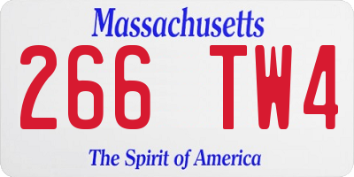 MA license plate 266TW4