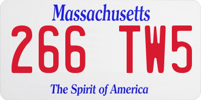 MA license plate 266TW5