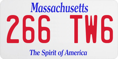MA license plate 266TW6