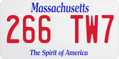 MA license plate 266TW7