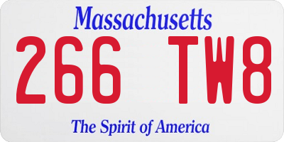 MA license plate 266TW8