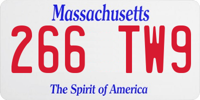 MA license plate 266TW9