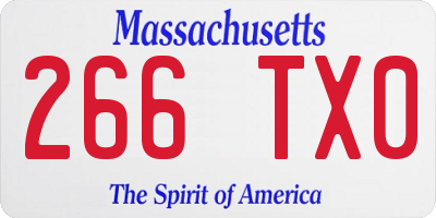 MA license plate 266TX0