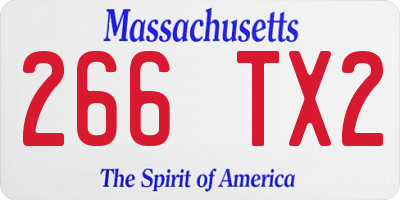 MA license plate 266TX2