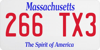 MA license plate 266TX3