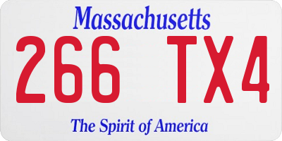 MA license plate 266TX4