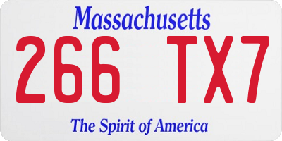 MA license plate 266TX7