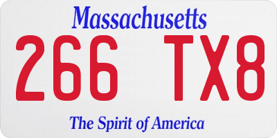 MA license plate 266TX8