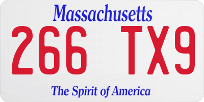 MA license plate 266TX9
