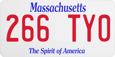 MA license plate 266TY0