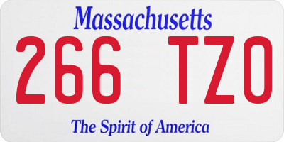 MA license plate 266TZ0