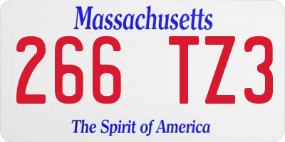 MA license plate 266TZ3