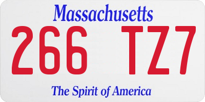 MA license plate 266TZ7