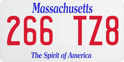 MA license plate 266TZ8