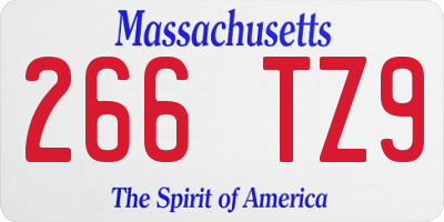 MA license plate 266TZ9