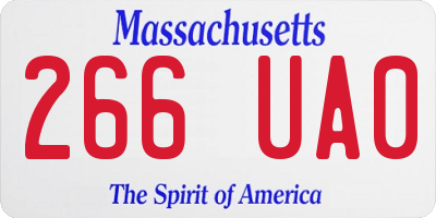 MA license plate 266UA0