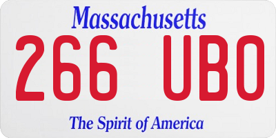 MA license plate 266UB0