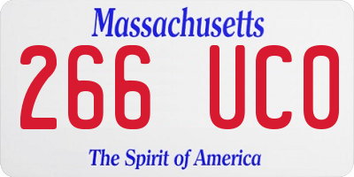 MA license plate 266UC0