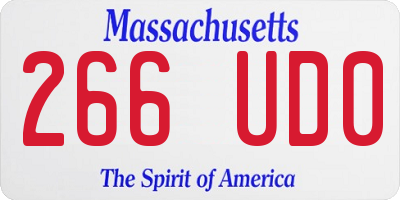 MA license plate 266UD0