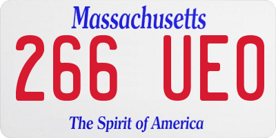 MA license plate 266UE0