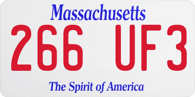 MA license plate 266UF3