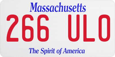 MA license plate 266UL0
