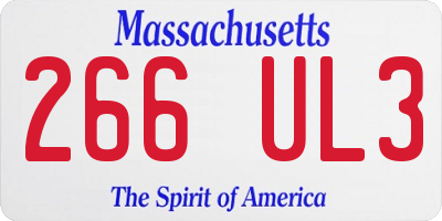 MA license plate 266UL3