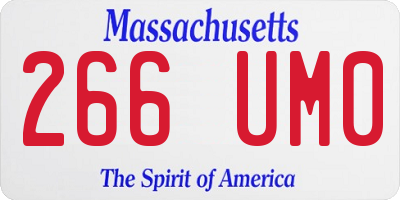 MA license plate 266UM0