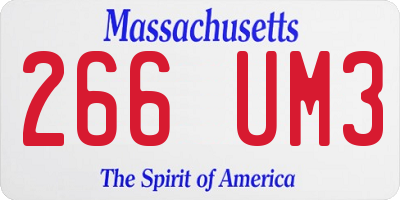 MA license plate 266UM3