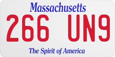 MA license plate 266UN9