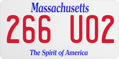MA license plate 266UO2