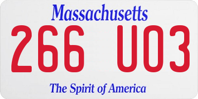 MA license plate 266UO3
