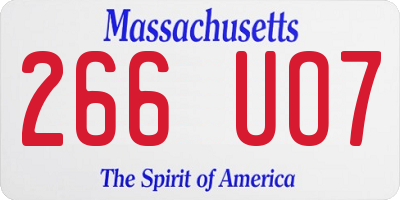 MA license plate 266UO7