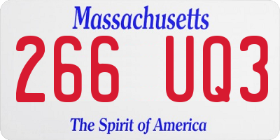 MA license plate 266UQ3