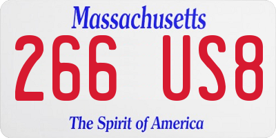MA license plate 266US8