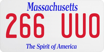 MA license plate 266UU0