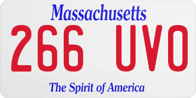 MA license plate 266UV0