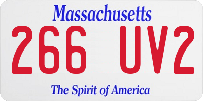 MA license plate 266UV2