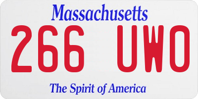 MA license plate 266UW0