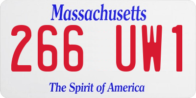 MA license plate 266UW1