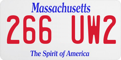 MA license plate 266UW2